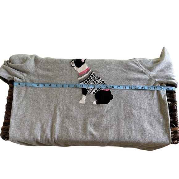 J Crew size 3X Gray Boston Terrier Dog Teddie Sweater Crewneck Cotton Knit Grey - Picture 4 of 7